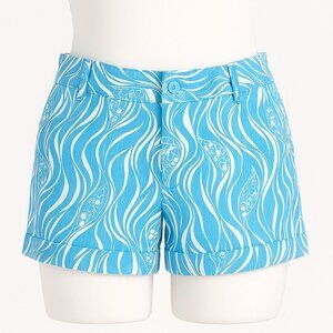 Lilly Pulitzer Callahan Short, Resort White Joe Fish, Size 6 100% Cotton